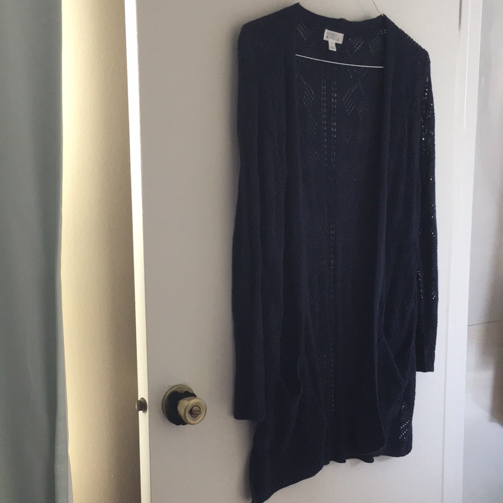 Market & Spruce Cecily Pointelle Open Duster Cardigan Size Medium
